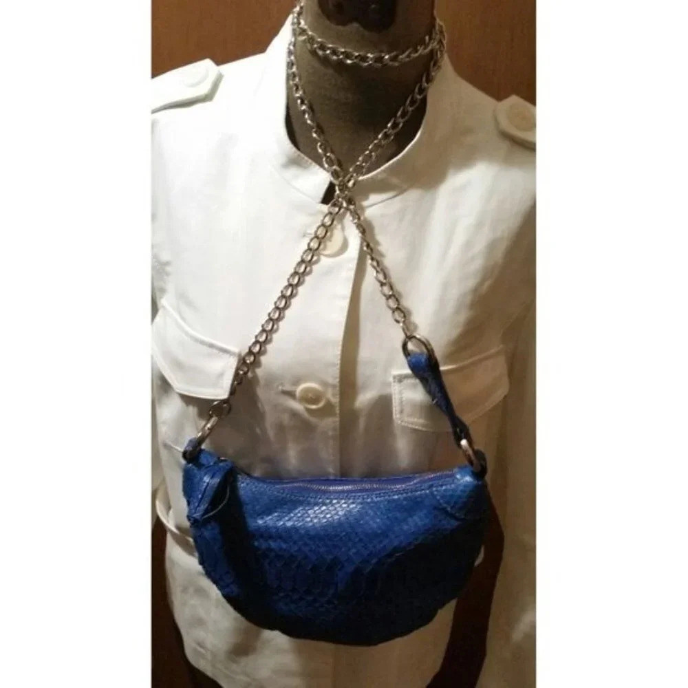 GIORGIA R Royal Blue Gen Python Snakeskin Purse